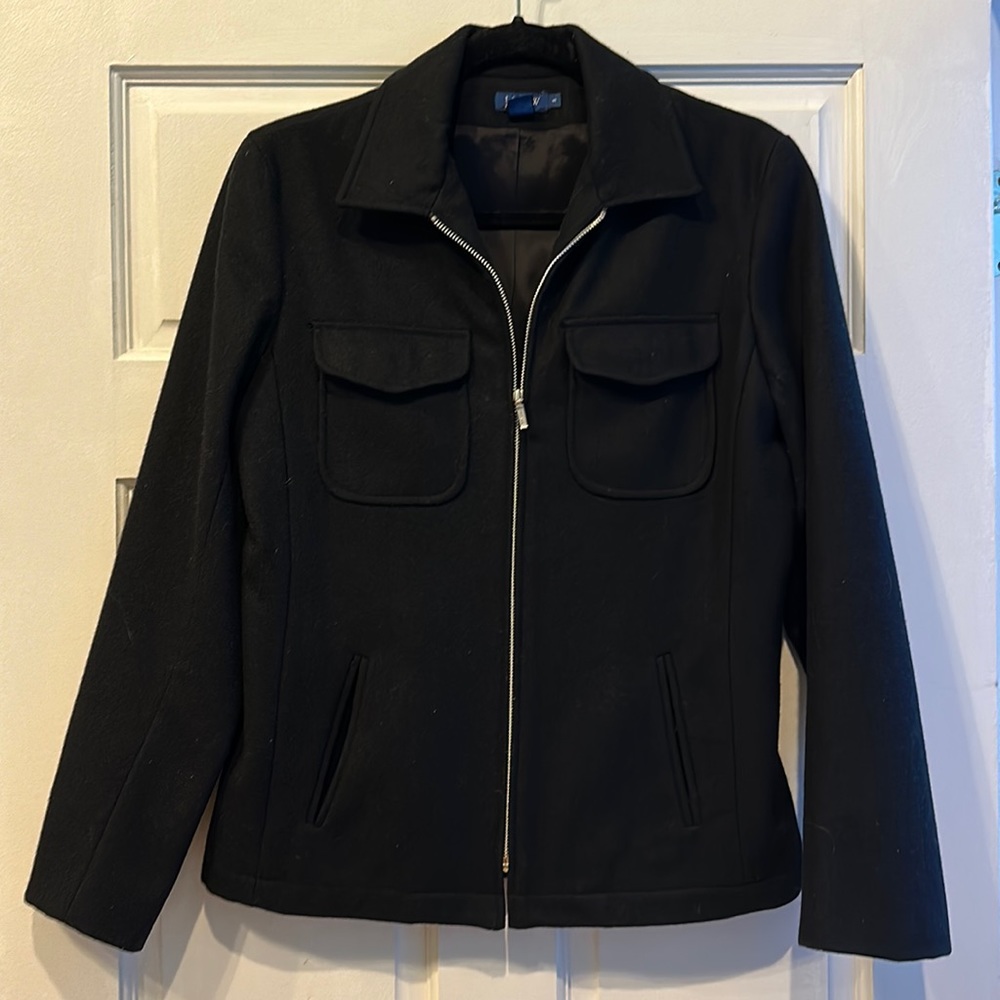 J. Crew black wool zippered jacket size S